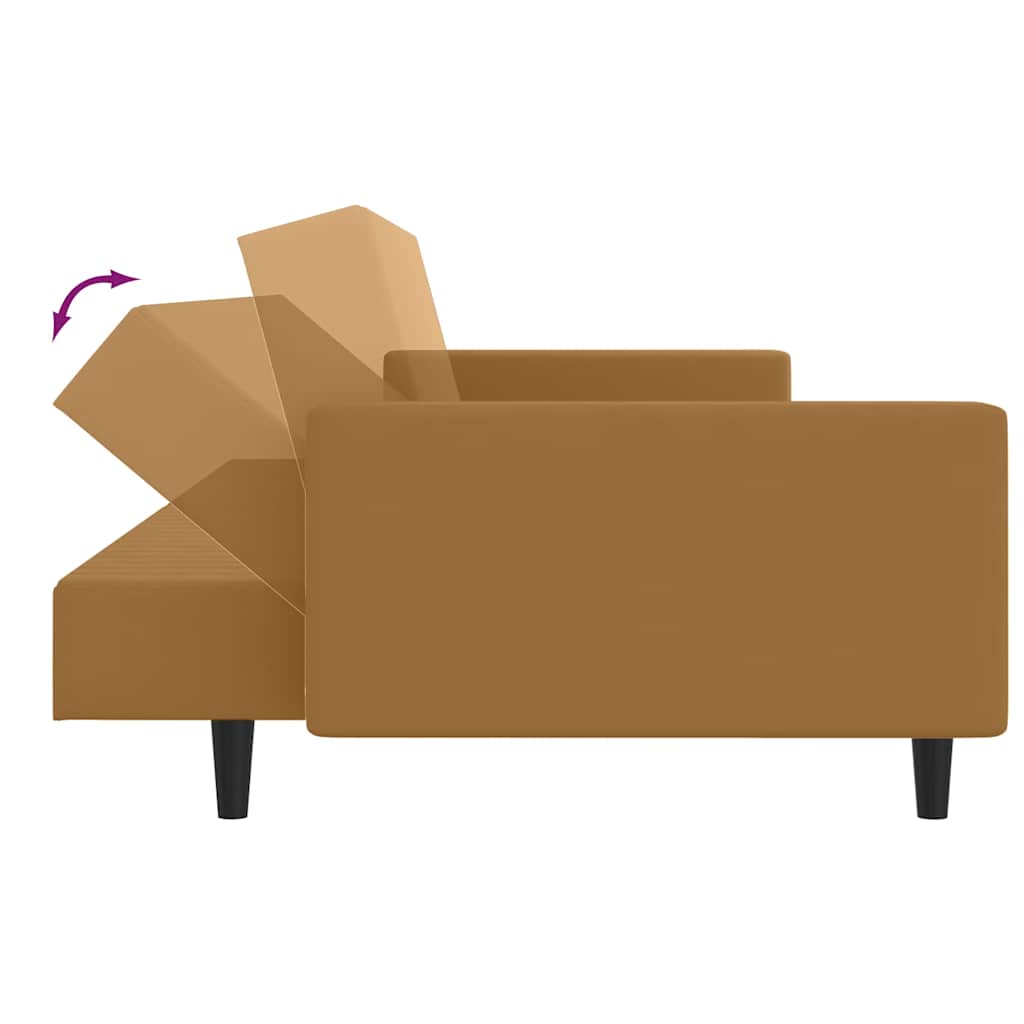 Canapé-lit à 2 places marron velours - XIOS