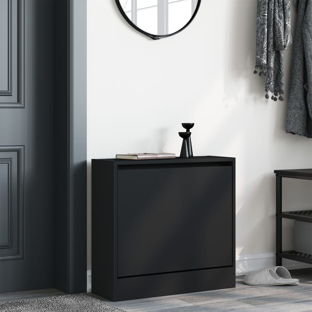 Armoire à chaussures noir 60x21x57 cm bois d'ingénierie - XIOS