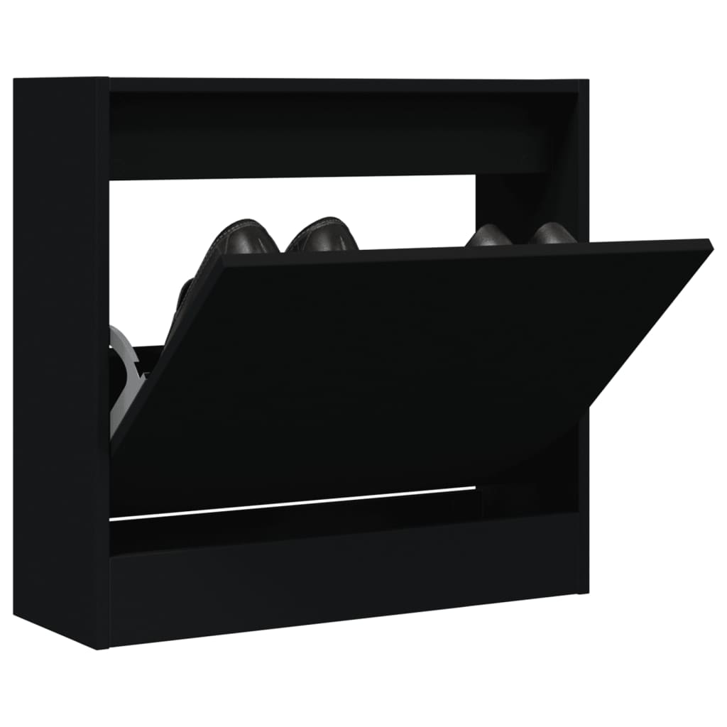 Armoire à chaussures noir 60x21x57 cm bois d'ingénierie - XIOS