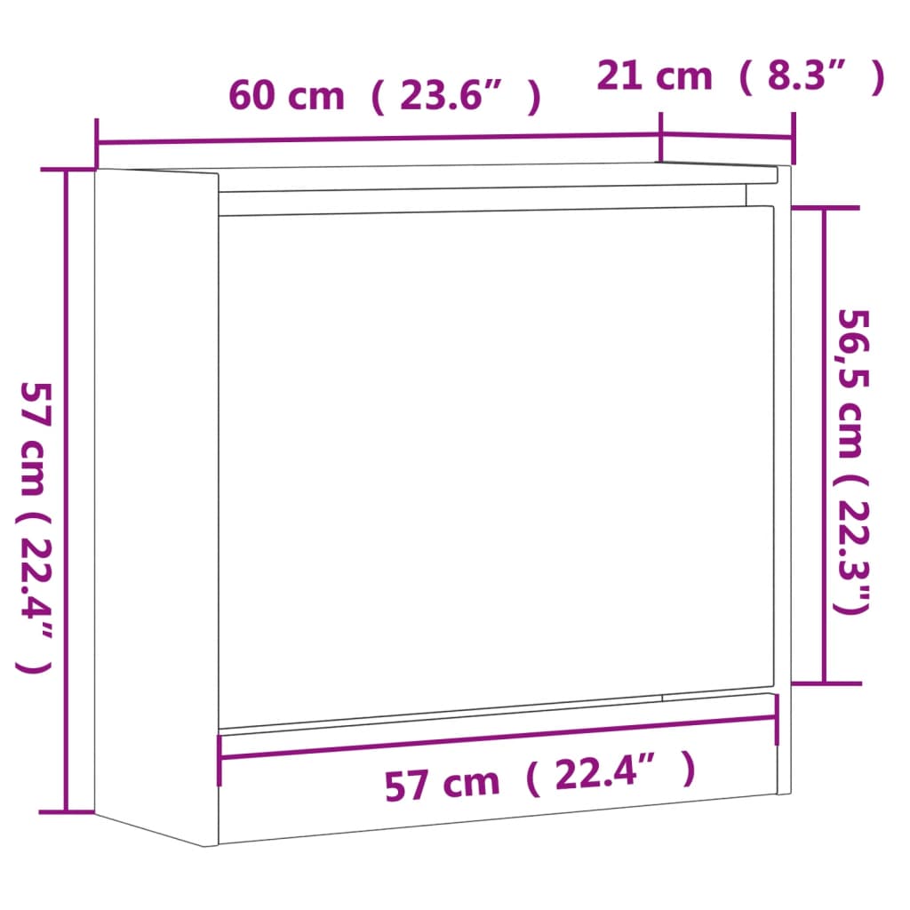 Armoire à chaussures sonoma gris 60x21x57 cm bois d'ingénierie - XIOS