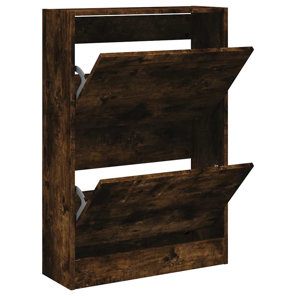 Armoire à chaussures chêne fumé 60x21x87,5 cm bois d'ingénierie - XIOS