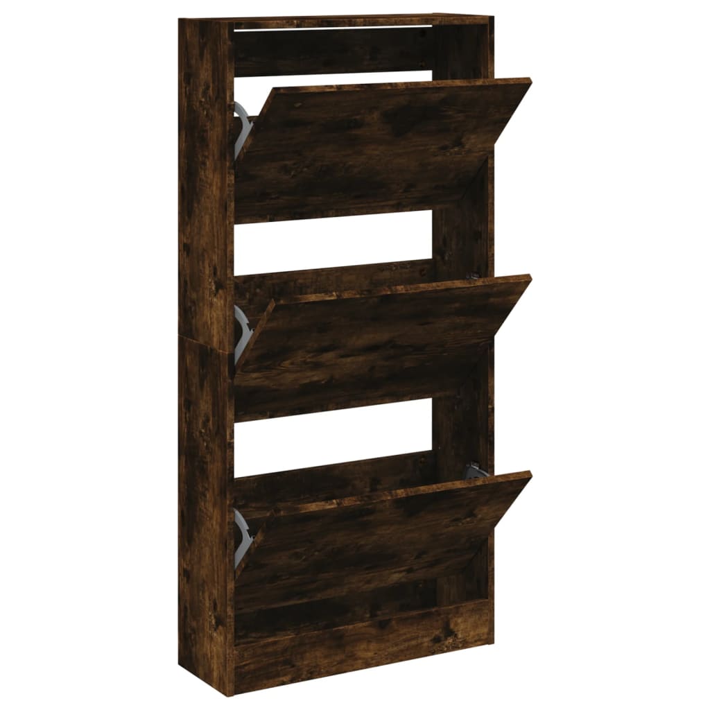 Armoire à chaussures chêne fumé 60x21x125,5 cm bois ingénierie - XIOS