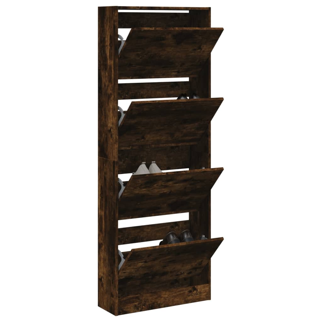 Armoire à chaussures chêne fumé 60x21x163,5 cm bois ingénierie - XIOS