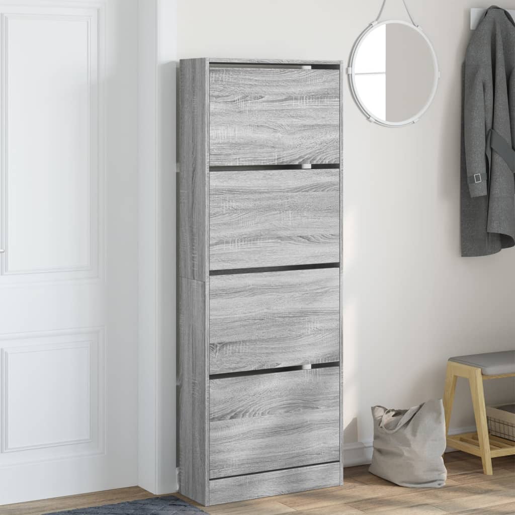 Armoire à chaussures sonoma gris 60x21x163,5 cm bois ingénierie - XIOS