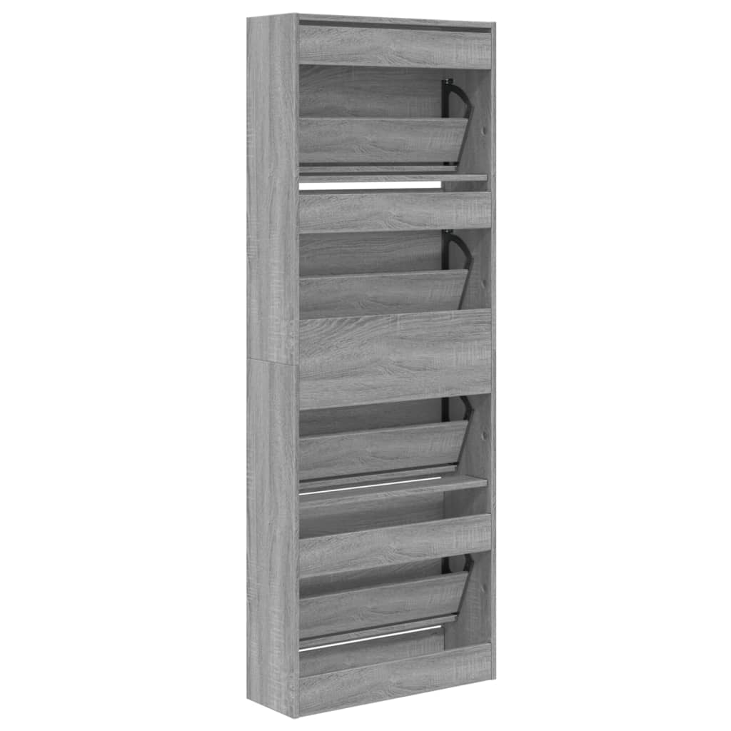 Armoire à chaussures sonoma gris 60x21x163,5 cm bois ingénierie - XIOS