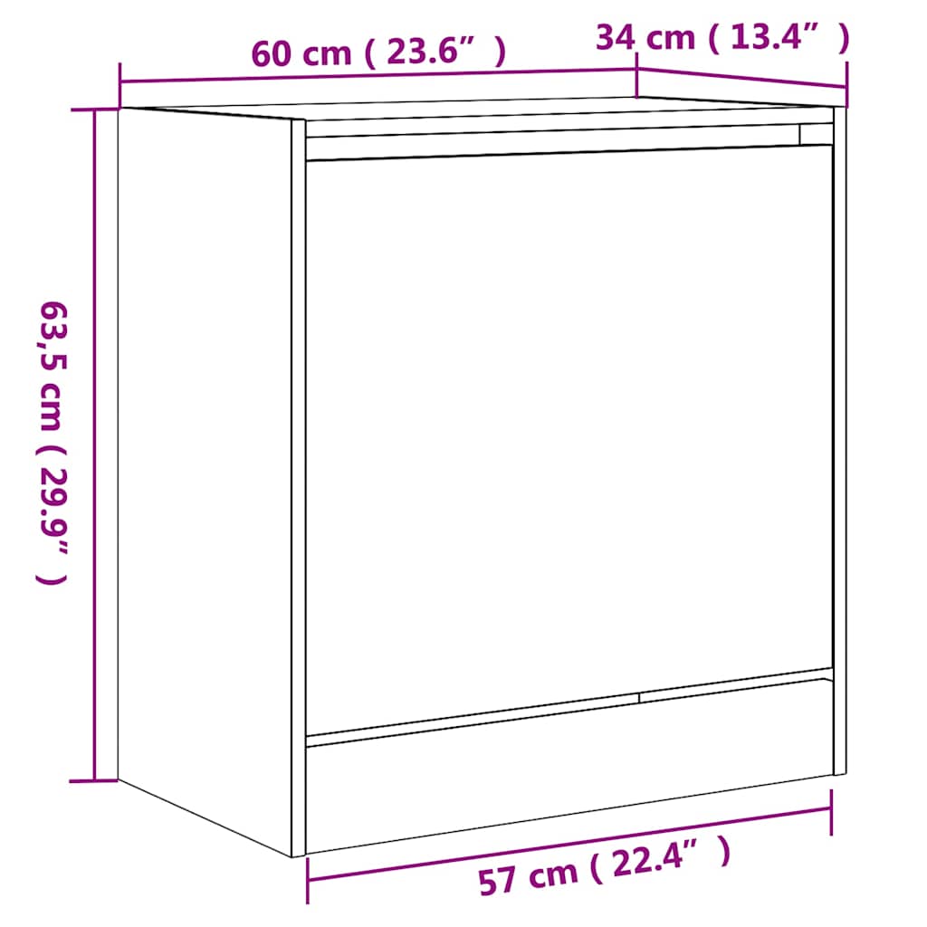 Armoire à chaussures noir 60x34x63,5 cm bois d'ingénierie - XIOS