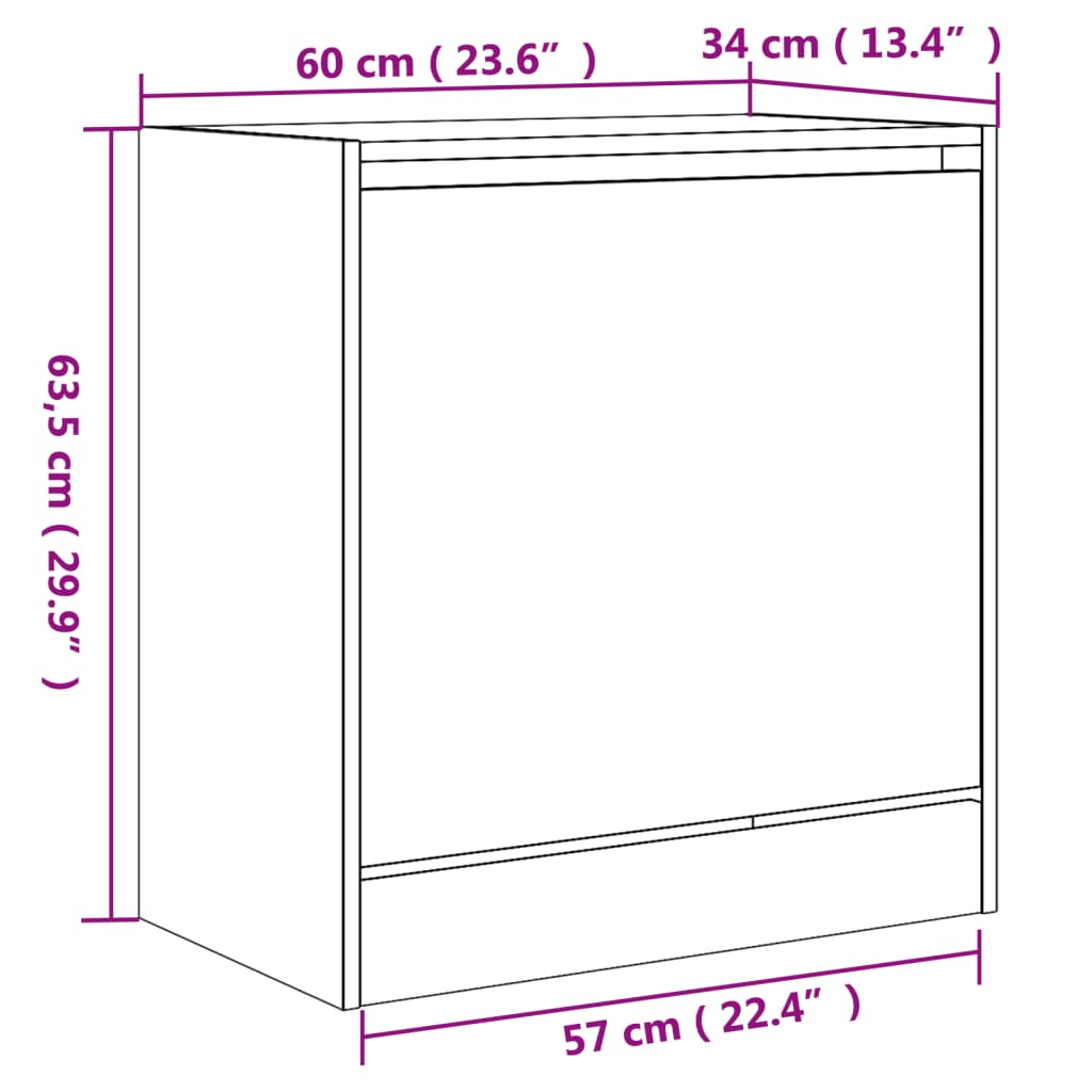 Armoire à chaussures chêne marron 60x34x63,5 cm bois ingénierie - XIOS
