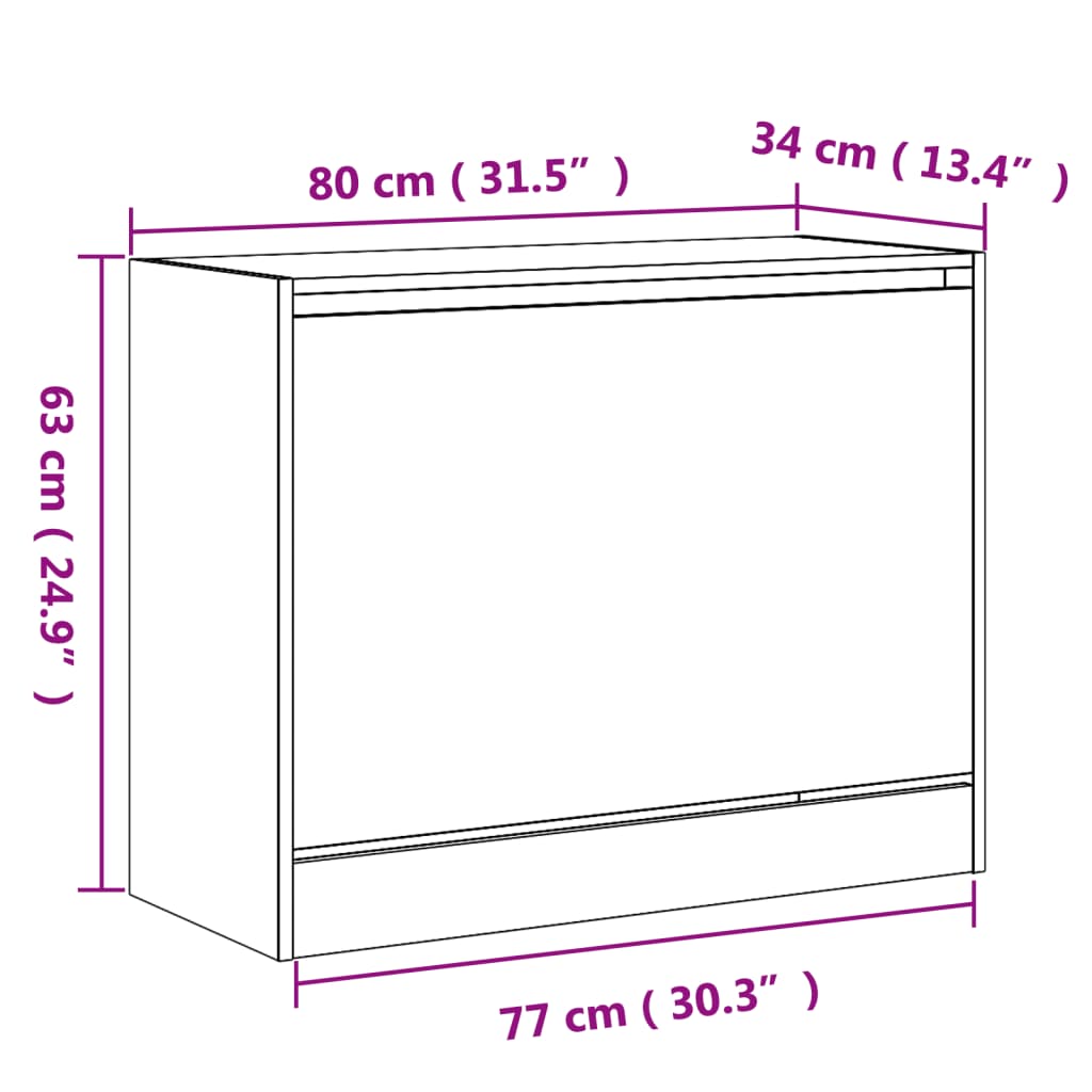 Armoire à chaussures gris béton 80x34x63 cm bois d'ingénierie - XIOS