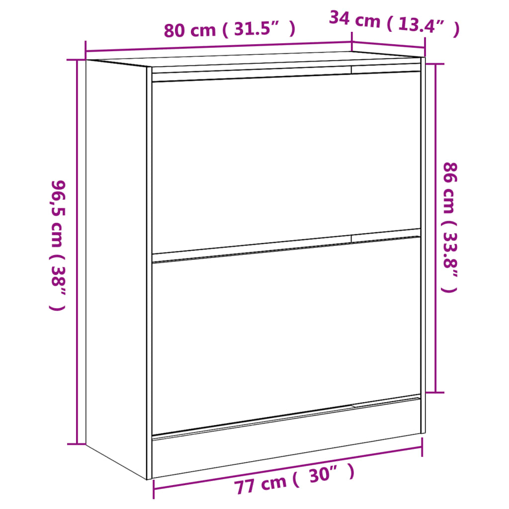 Armoire à chaussures sonoma gris 80x34x96,5cm bois d'ingénierie - XIOS