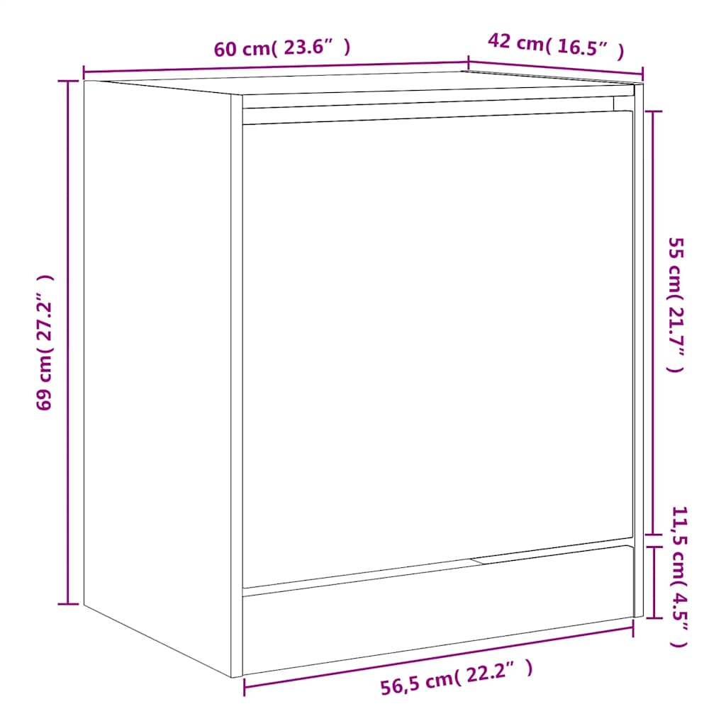 Armoire à chaussures noir 60x42x69 cm bois d'ingénierie - XIOS