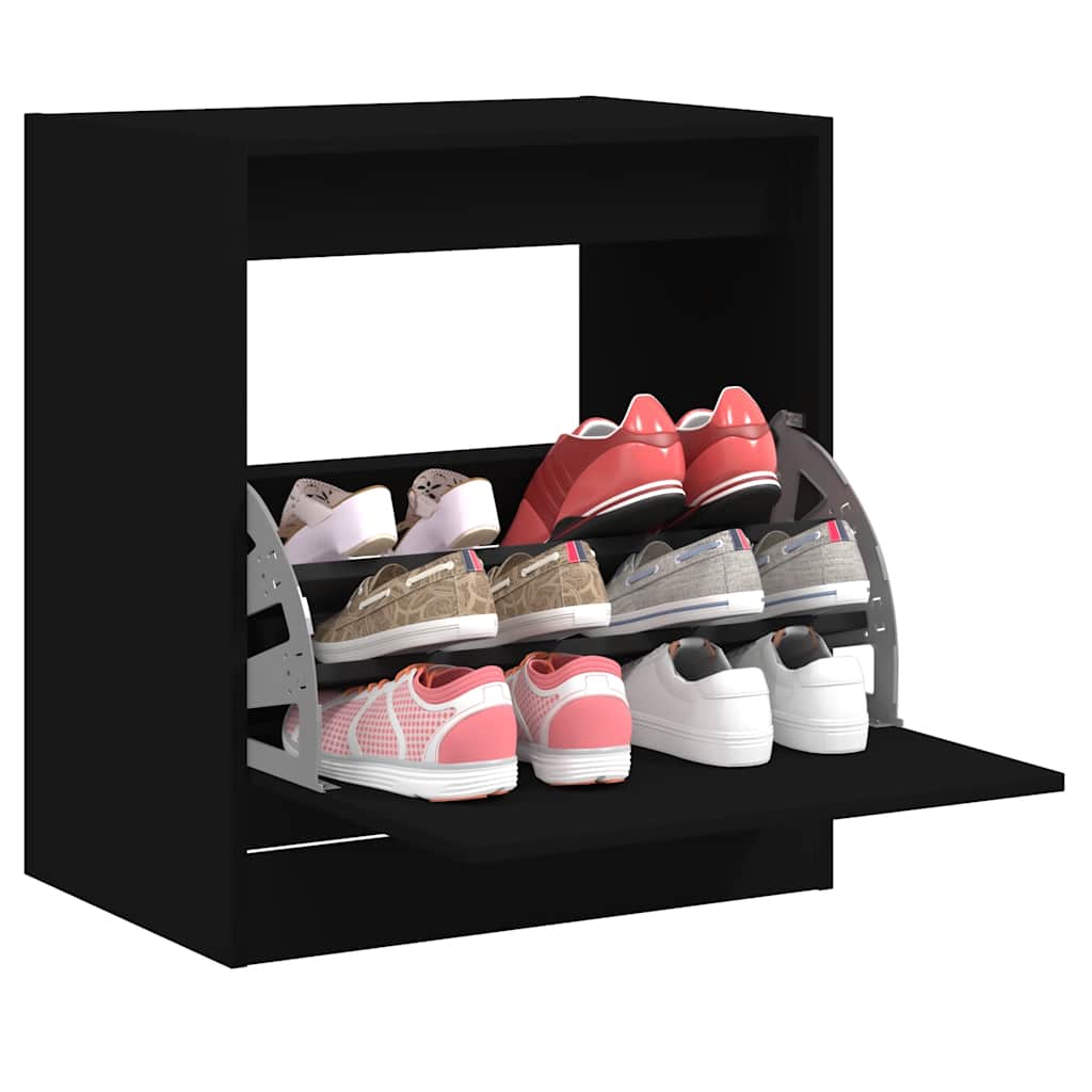 Armoire à chaussures noir 60x42x69 cm bois d'ingénierie - XIOS