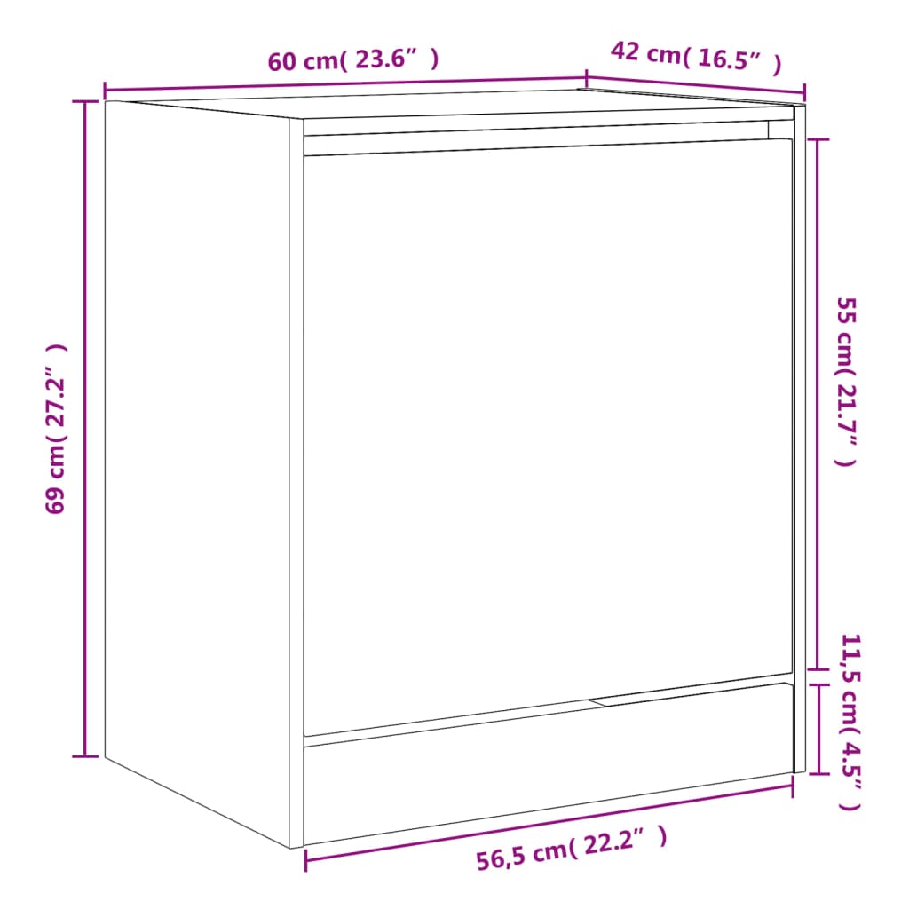 Armoire à chaussures chêne fumé 60x42x69 cm bois d'ingénierie - XIOS