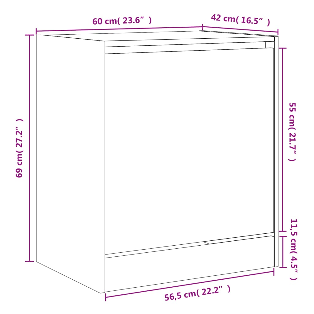 Armoire à chaussures sonoma gris 60x42x69 cm bois d'ingénierie - XIOS
