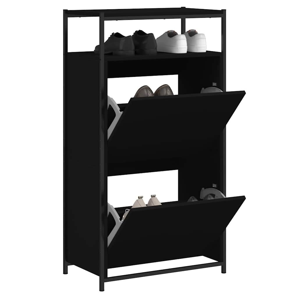Armoire à chaussures noir 60x34x112 cm bois d'ingénierie - XIOS