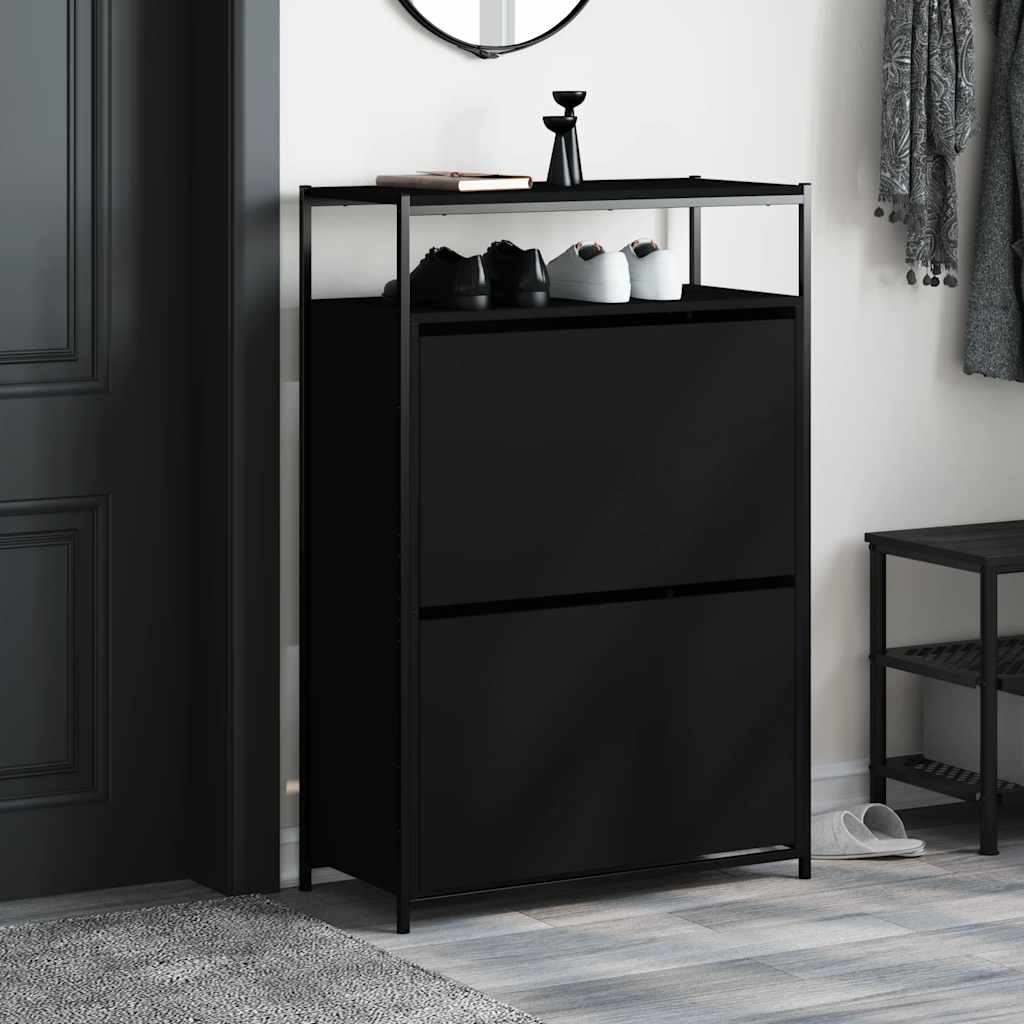 Armoire à chaussures noir 75x34x112 cm bois d'ingénierie - XIOS