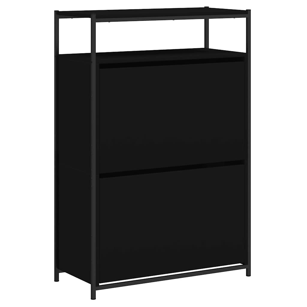 Armoire à chaussures noir 75x34x112 cm bois d'ingénierie - XIOS