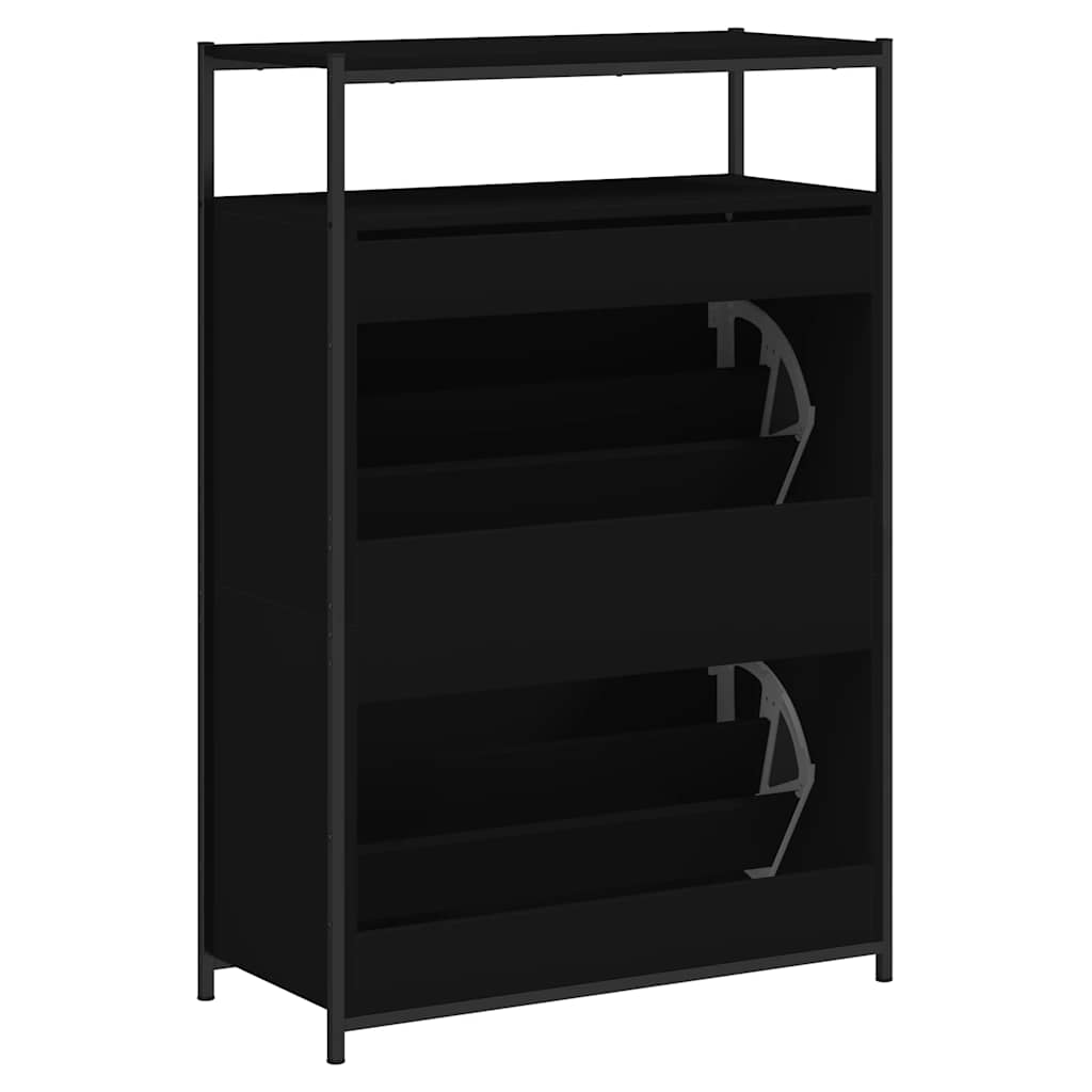 Armoire à chaussures noir 75x34x112 cm bois d'ingénierie - XIOS