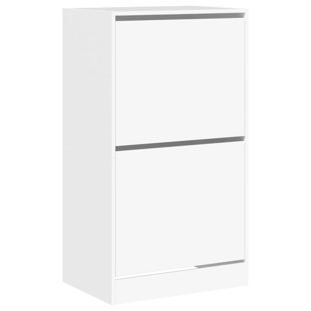Armoire à chaussures 2 tiroirs rabattables blanc 60x42x108 cm - XIOS