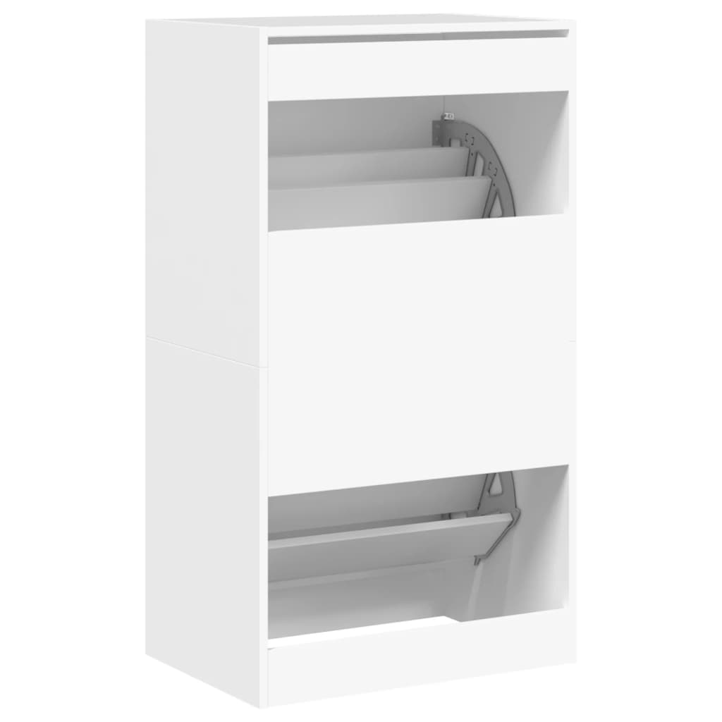 Armoire à chaussures 2 tiroirs rabattables blanc 60x42x108 cm - XIOS