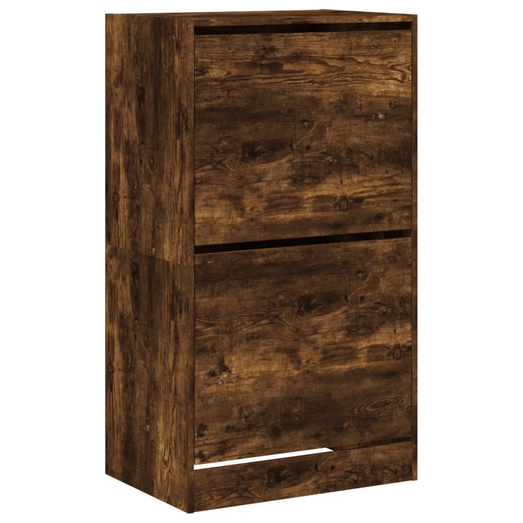 Armoire à chaussures 2 tiroirs rabattables chêne fumé - XIOS