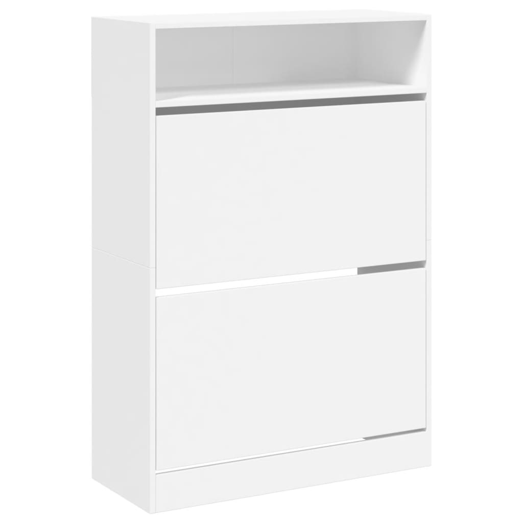 Armoire à chaussures 2 tiroirs rabattables blanc 80x34x116 cm - XIOS