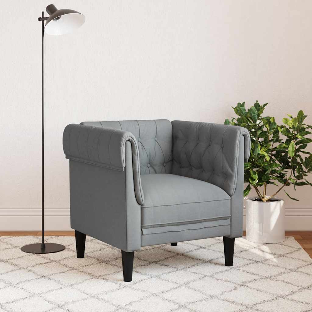 Fauteuil Chesterfield gris clair tissu - XIOS