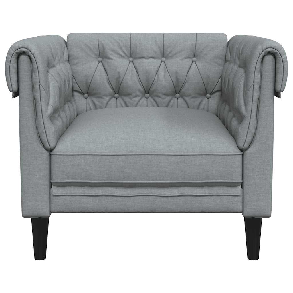 Fauteuil Chesterfield gris clair tissu - XIOS
