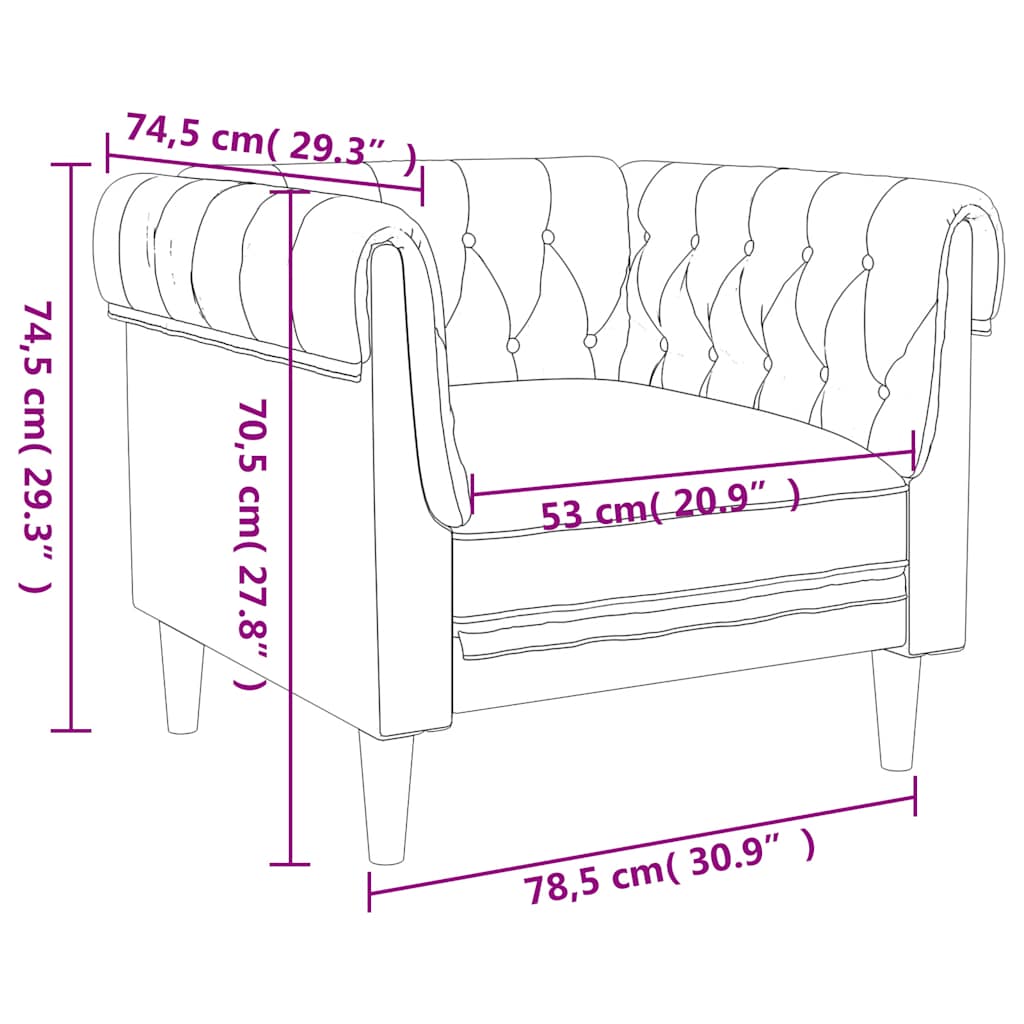 Fauteuil Chesterfield gris clair tissu