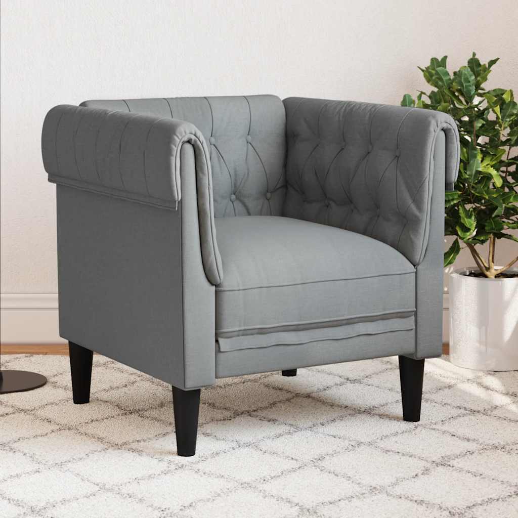 Fauteuil Chesterfield gris clair tissu - XIOS