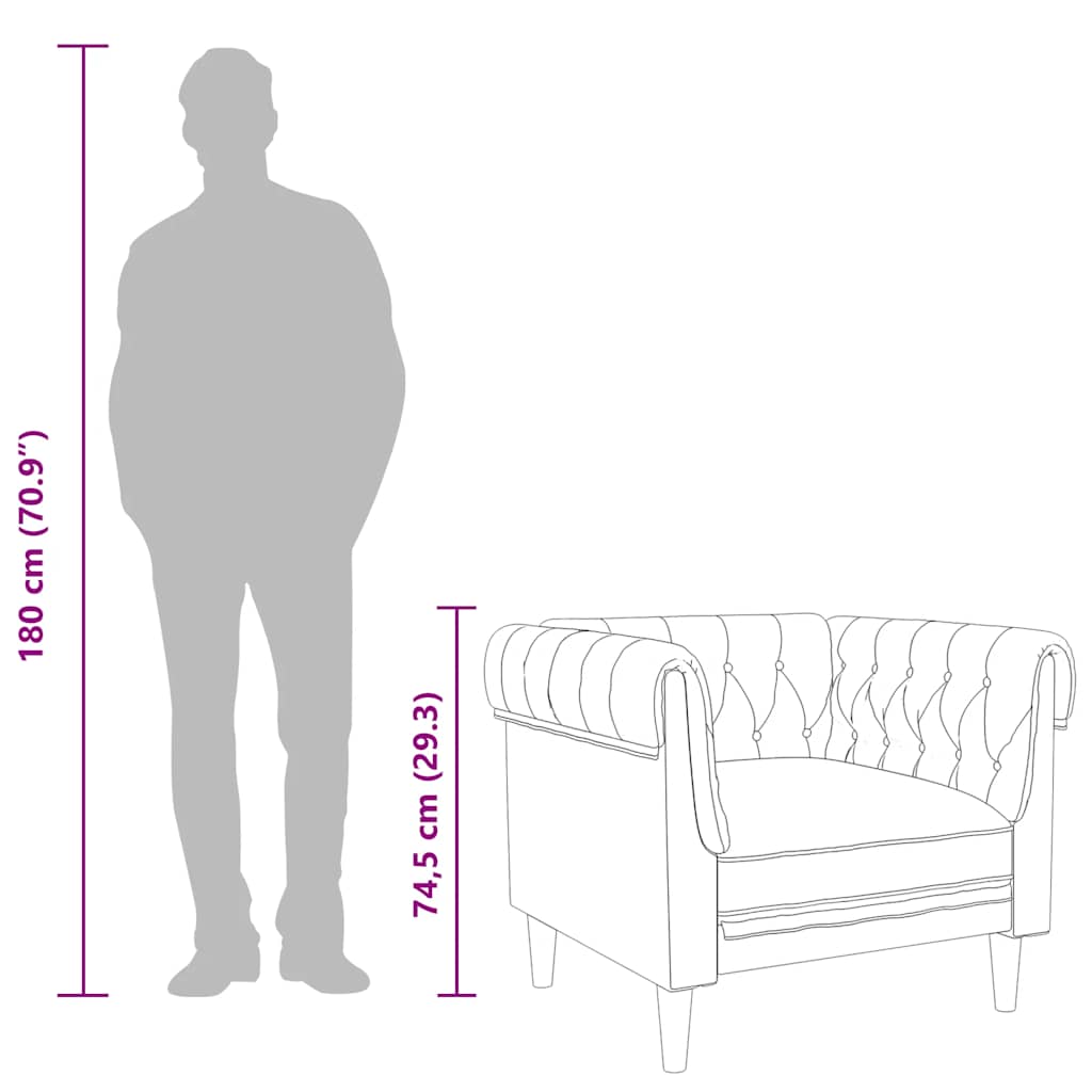 Fauteuil Chesterfield gris foncé tissu - XIOS