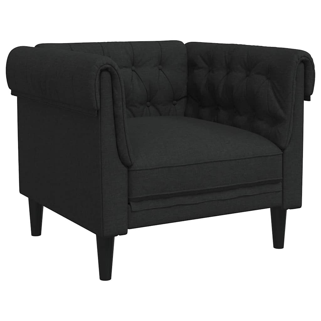 Fauteuil Chesterfield noir tissu - XIOS