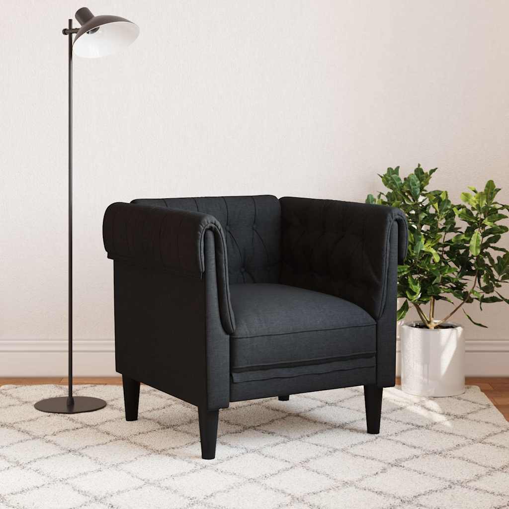 Fauteuil Chesterfield noir tissu - XIOS
