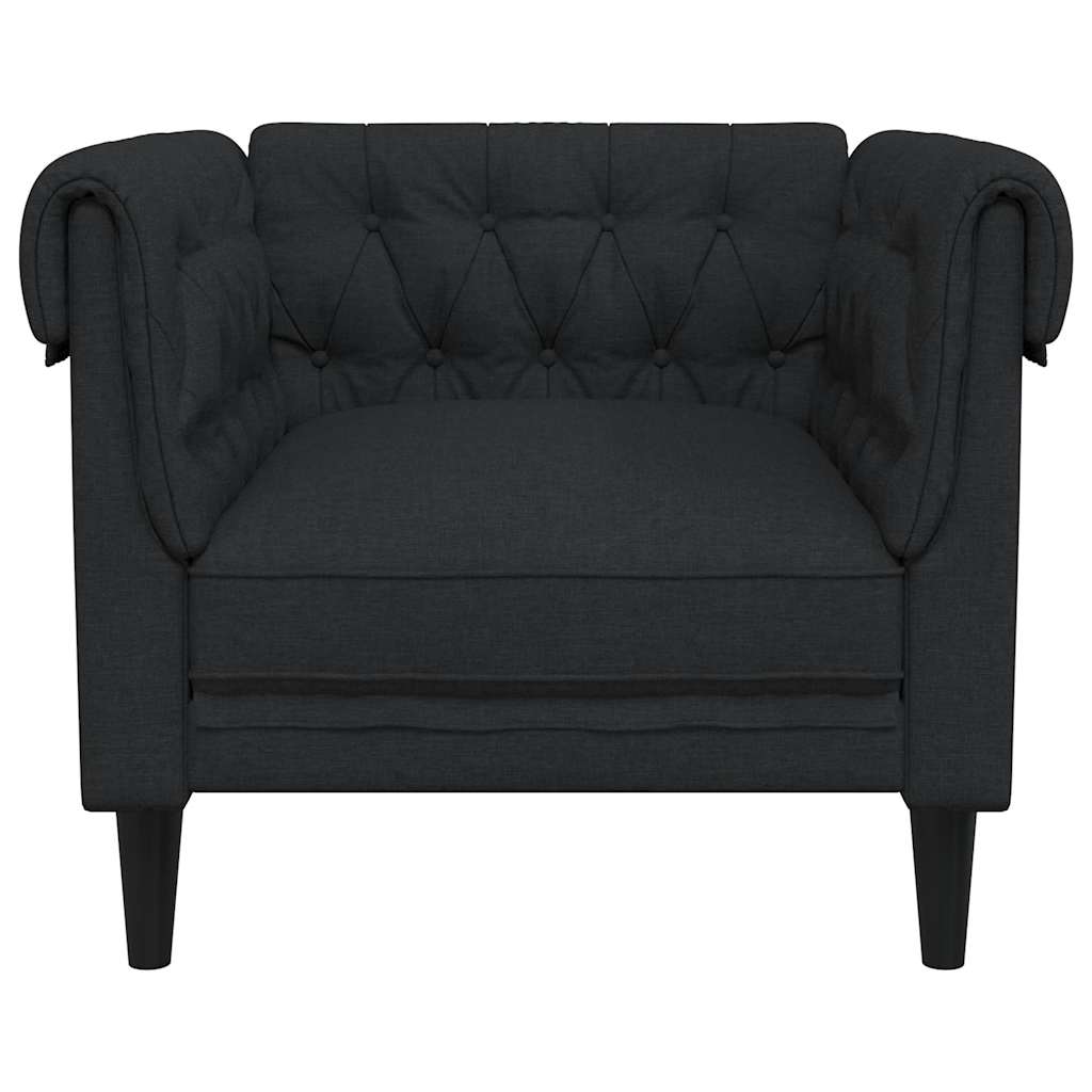Fauteuil Chesterfield noir tissu - XIOS