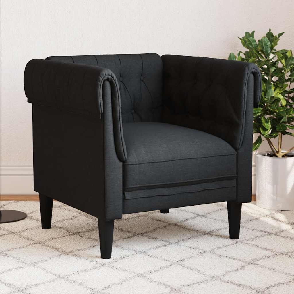 Fauteuil Chesterfield noir tissu - XIOS