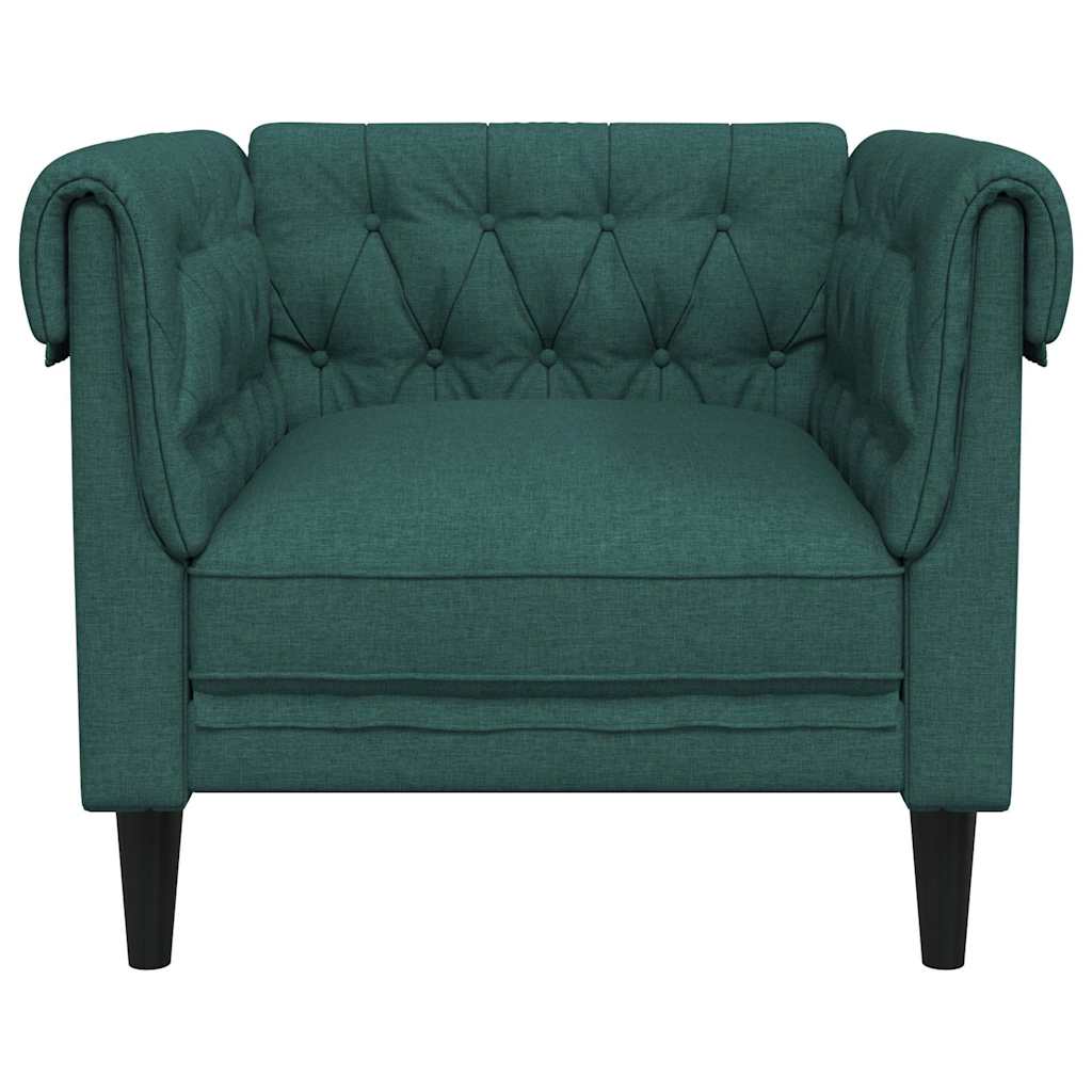Fauteuil Chesterfield vert foncé tissu