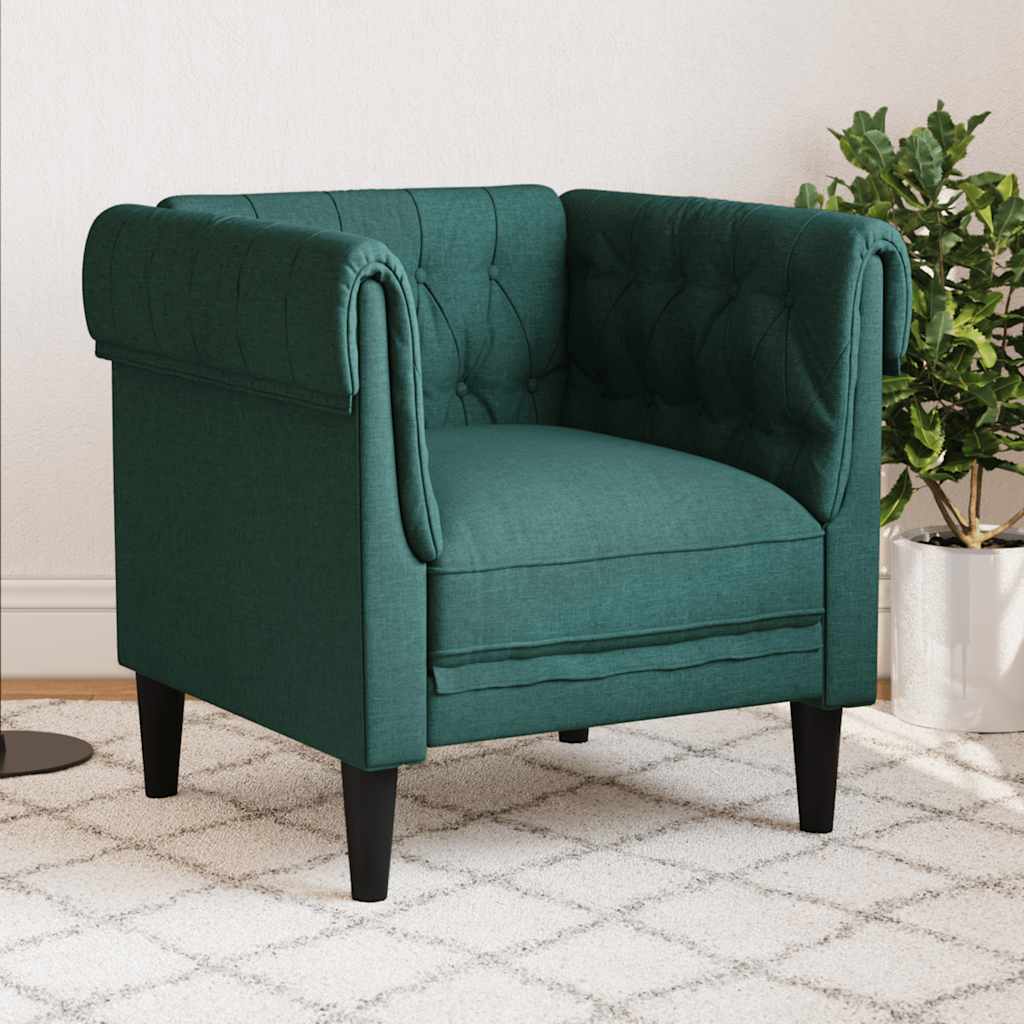 Fauteuil Chesterfield vert foncé tissu - XIOS