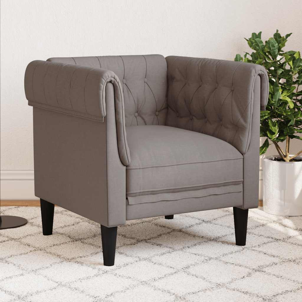 Fauteuil Chesterfield taupe tissu - XIOS