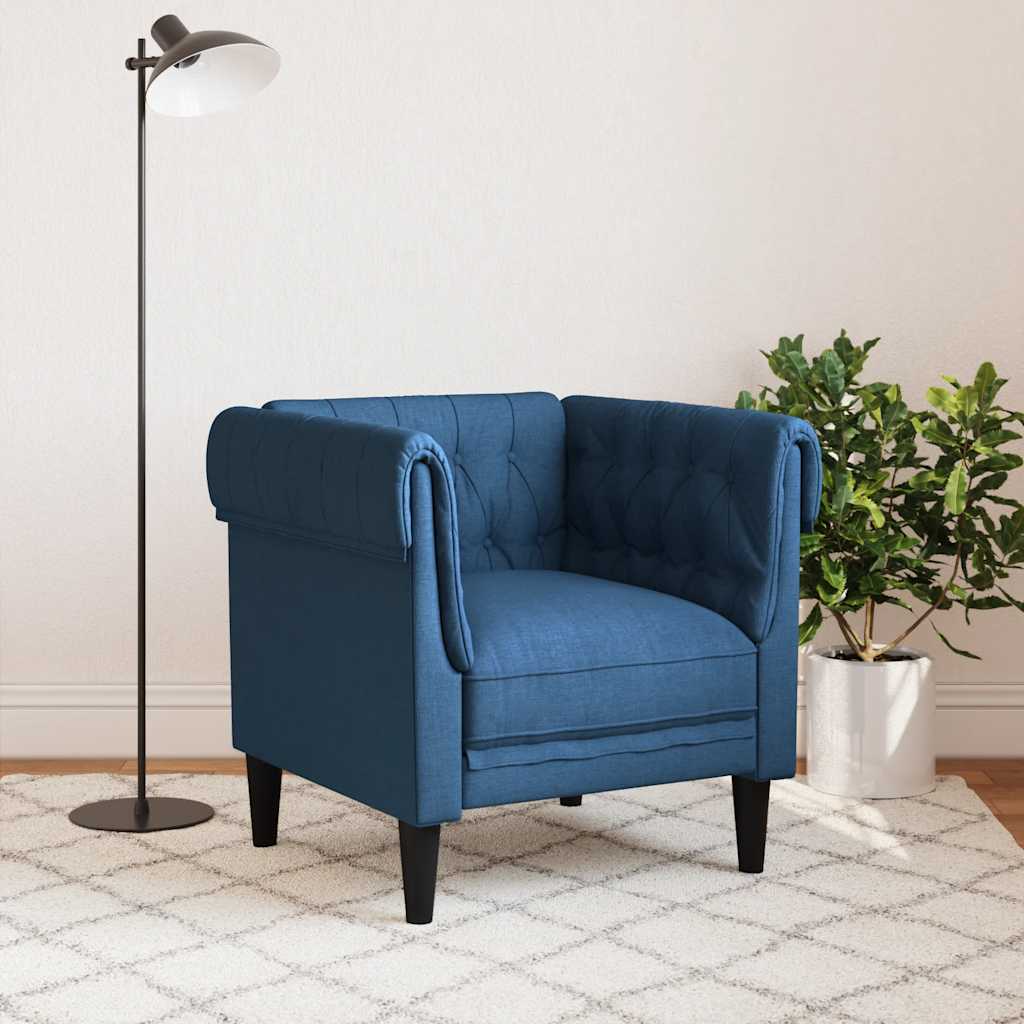 Fauteuil Chesterfield bleu tissu - XIOS