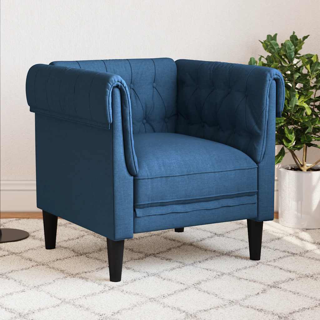 Fauteuil Chesterfield bleu tissu - XIOS