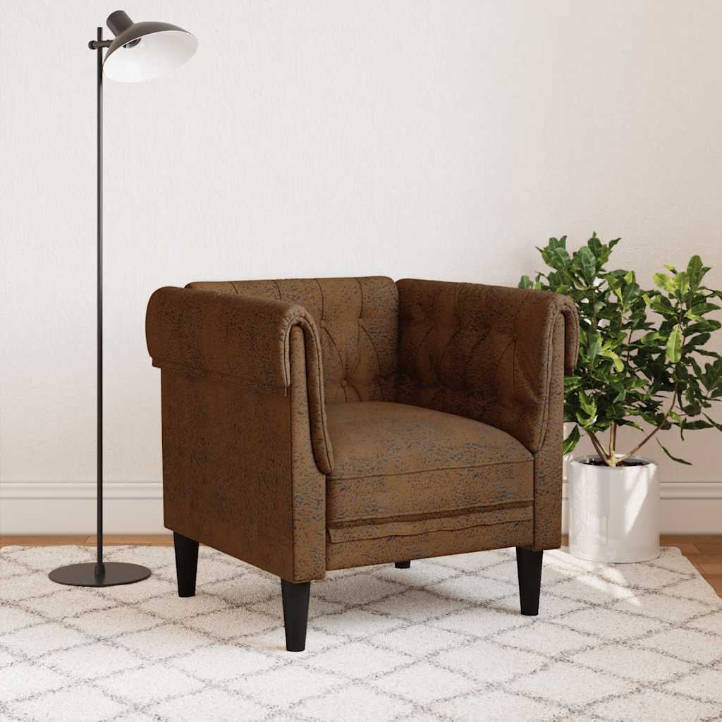 Fauteuil Chesterfield marron tissu - XIOS