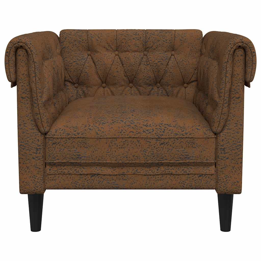 Fauteuil Chesterfield marron tissu - XIOS