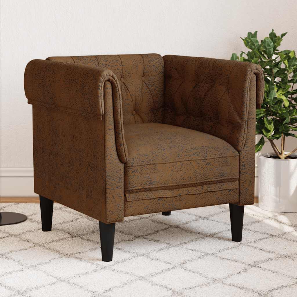 Fauteuil Chesterfield marron tissu - XIOS