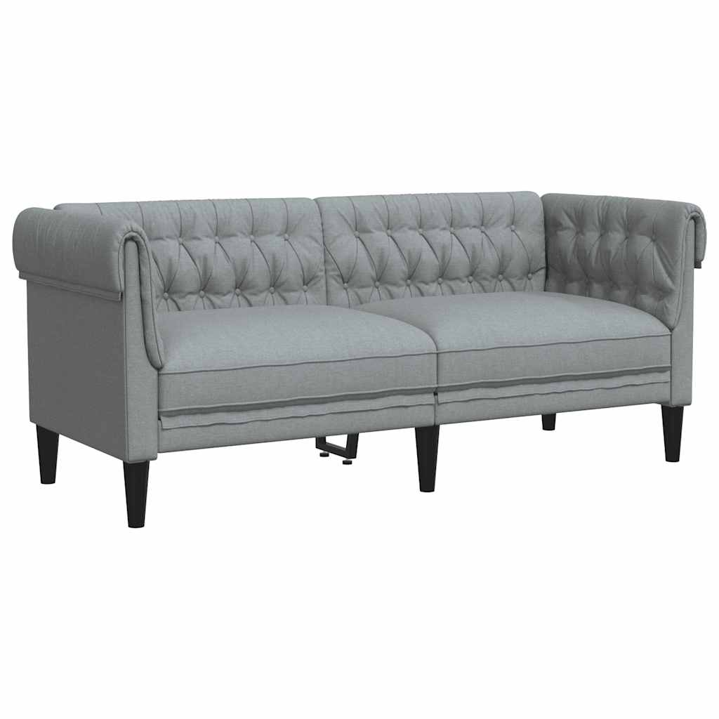 Canapé Chesterfield 2 places gris clair tissu - XIOS