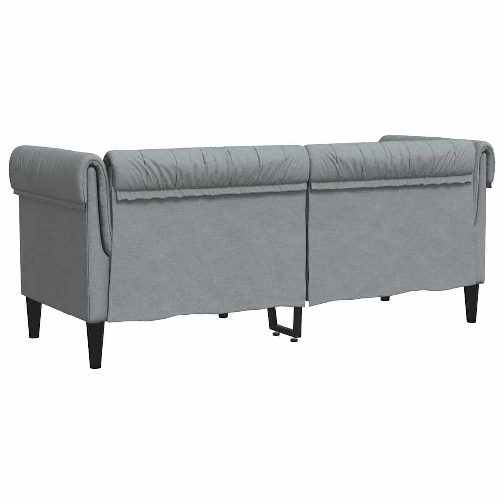 Canapé Chesterfield 2 places gris clair tissu - XIOS