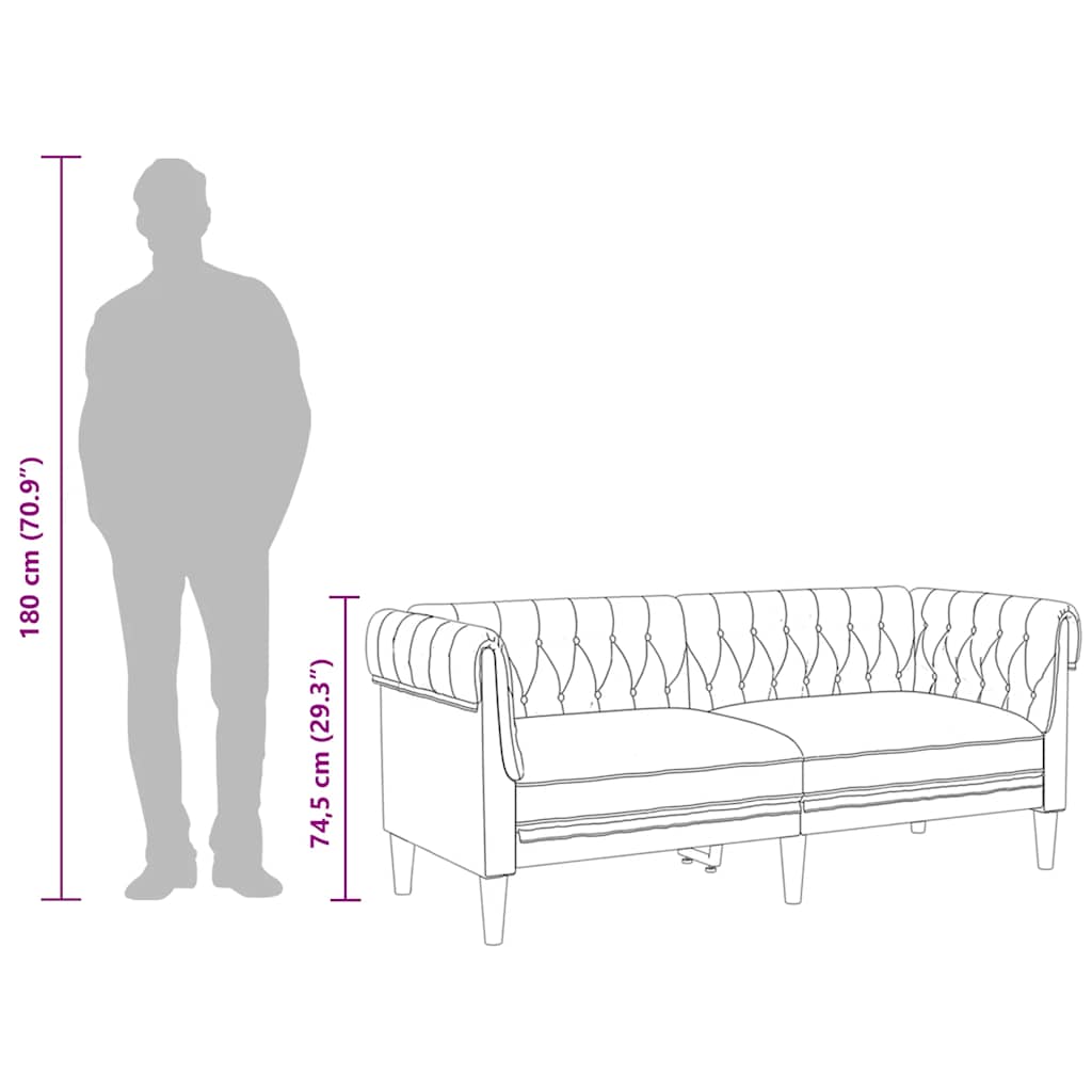 Canapé Chesterfield 2 places gris clair tissu - XIOS