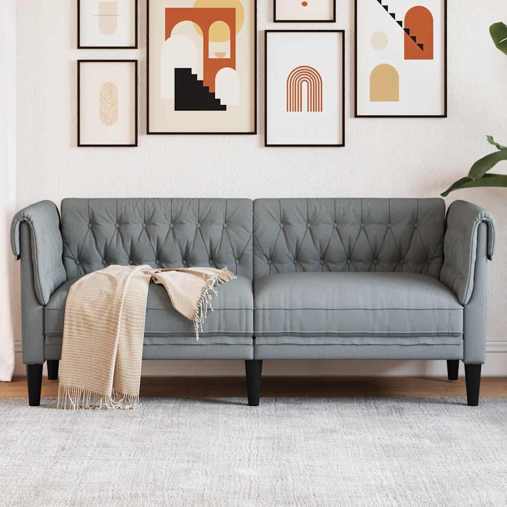 Canapé Chesterfield 2 places gris clair tissu - XIOS
