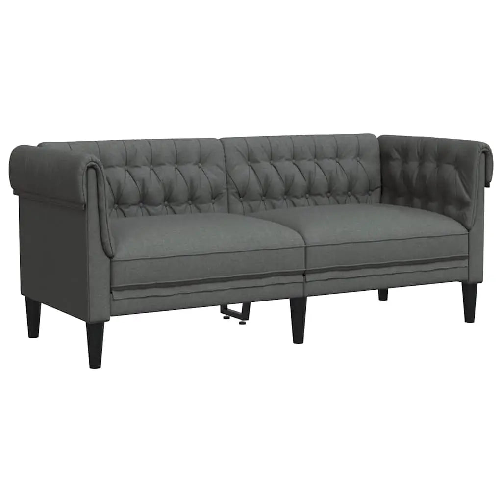 Canapé Chesterfield 2 places gris foncé tissu - XIOS