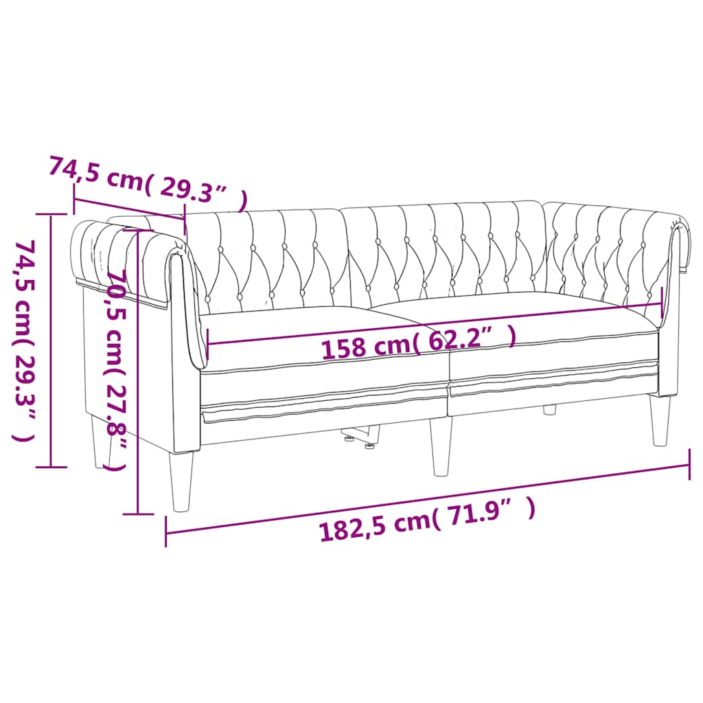 Canapé Chesterfield 2 places gris foncé tissu - XIOS