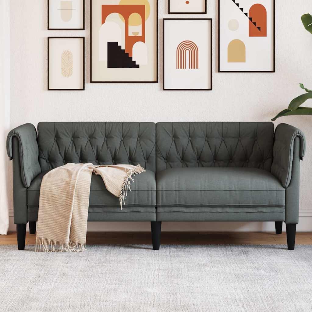 Canapé Chesterfield 2 places gris foncé tissu - XIOS