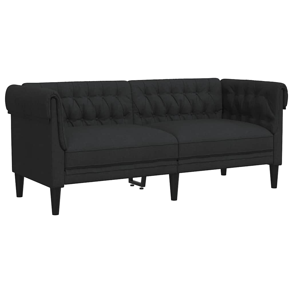 Canapé Chesterfield 2 places noir tissu - XIOS